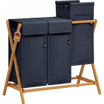 Koš na prádlo ADEL DREAM Koš na prádlo 3 přihrádky 150L Bambusový třídič prádla