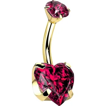 Piercing Titanový zlatý piercing do pupíku 1,6/10 s rubínem