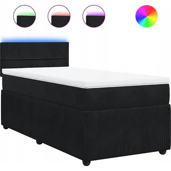 Postel Kontinentální postel s LED osvětlením, černá, 200 x 80 x 100,5 cm