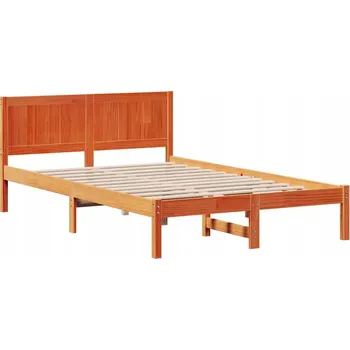 Postel Rám postele s čelem 120x200 cm, hnědá, masivní borovicové dřevo