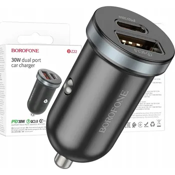 Automobilová Borofone BZ22 Scenery USB + Type-C QC3.0 PD 30W černá