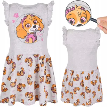 Dívčí šaty Tlapková patrola SKYE Šedé šaty s krátkým rukávem, dívčí bavlněné, velikost 128