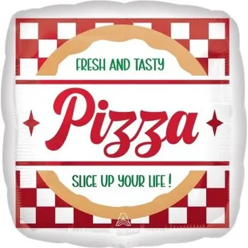 Balónek Čtverec - Pizza Party 43x43cm - fóliový balónek