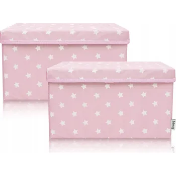 Úložný box LIFENEY Sada 2 Úložných Boxů na Hračky pro Děti Růžové Hvězdy