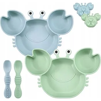 PANDAEAR Silikonová Sada Talíř a Lžíce pro Děti Bez BPA