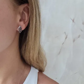 Náušnice Stříbrné náušnice garnet český granát Claura - Rhodiování