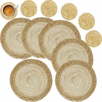 Prostěradlo Kulatá podložka Tin Tours z mořské trávy béžová 25x25 cm boho