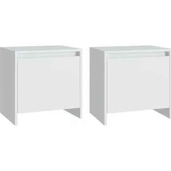 Konferenční stolek Sada 2 bílých nočních stolků, 45 x 34 x 44,5 cm, dřevěný kompozitní materiál