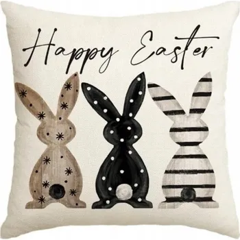 Povlak na dekorativní polštářek Lněný povlak na polštář 45 x 45 cm HAPPY EASTER Velikonoce