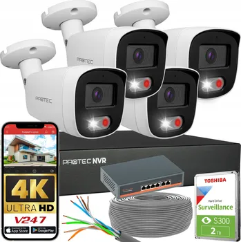 IP kamera Sada 4 IP PoE kamer 8 Mpx 4K, PoE switch, detekce lidí a vozidel, HDD 2 TB