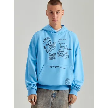 Pánská mikina Mikina s kapucí a potiskem - L - House - světle modrá - 730CC-50X