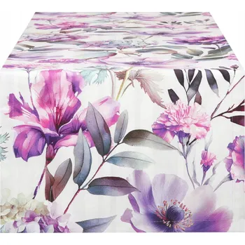 ubrus Běhoun na stůl 40x240 cm Dekorativní obdélníkový běhoun Květiny Fialová 9872