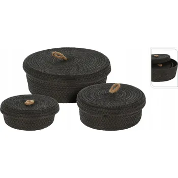 Úložný box Úložný košík s víkem BlackTwist - sada 3 ks, černý