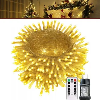 Vánoce 35M VÁNOČNÍ OSVĚTLENÍ NA STROMEČEK 350 LED VENKOVNÍ BÍLÁ TEPLÁ + DÁLKOVÉ OVLÁDÁNÍ