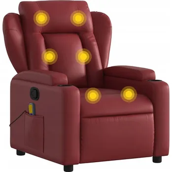 Křeslo Rozkládací masážní křeslo ve vínově červené barvě s vibrační funkcí 77x94,5x100 cm