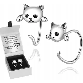Náušnice STŘÍBRNÉ NÁUŠNICE 925 PRO DÍVKU KOČIČKY GRAVÍROVÁNÍ
