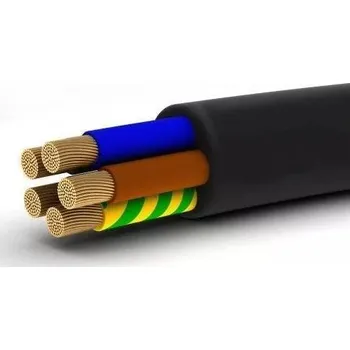 elektrický kabel Kabel CYKY 5x10 zemní černý lanko měď O21,8mm 1m