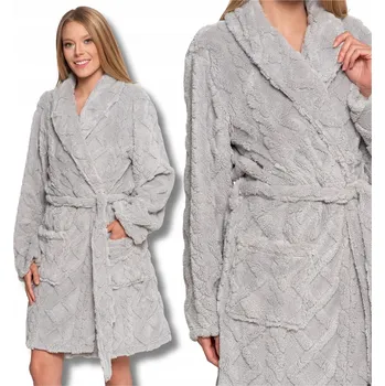 Dámský župan TEPLÝ DÁMSKÝ ŽUPAN MĚKKÝ PLYŠOVÝ NA ZAVAZOVÁNÍ KE KOLENŮM MORAJ XXL