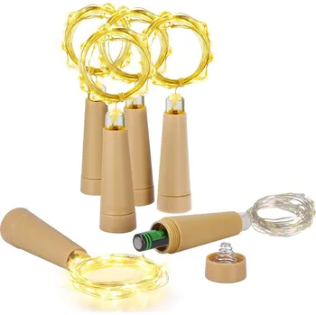 Vánoční dekorace Světelný řetěz do lahve se zátkou 6 ks