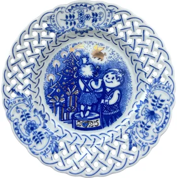 Jednorázové nádobí Výroční talíř 2025 cibulák 18 cm český porcelán Dubí závěsný 2.jakost