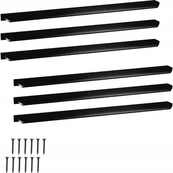 Nábytkové kování Sada 6x nábytková úchytka hranová hliníková černá matná pro nábytek 436mm