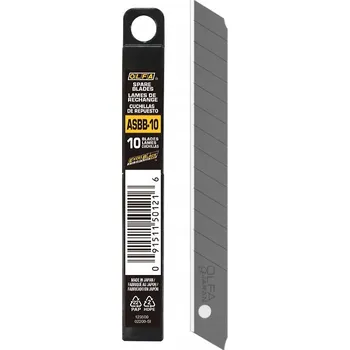 Pracovní nůž OLFA SEGMENTOVÉ ČEPELE ČERNÉ ASBB-10 ODLAMOVACÍ PRO NOŽE NŮŽKY OSTRÉ 9mm 10 Ks