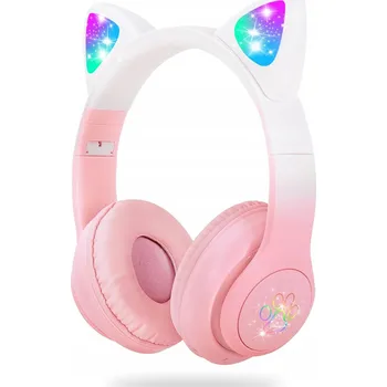 Sluchátka Bezdrátová sluchátka pro děti, LED kočičí uši, Bluetooth, Mikrofon