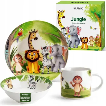 dětská jídelní sada MIAMIO Dětská porcelánová jídelní sada Zelená Džungle