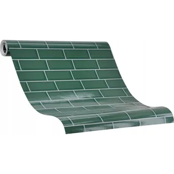 Tapeta VINYLOVÁ TAPETA DO KUCHYNĚ ZELENÁ CIHLA 3D EFEKT