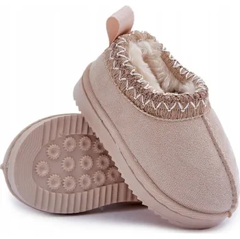 Dívčí sněhule Dětské sněhule na platformě, zateplené kožíškem, světle béžové, velikost 33