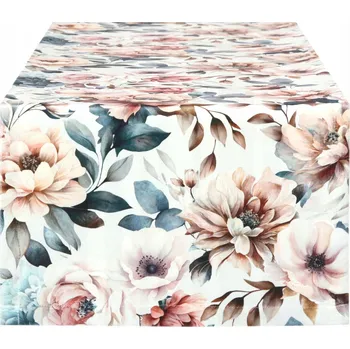 ubrus Běžec na stůl 40x100 cm Dekorativní obdélníkový sametový s květinami béžový 9873