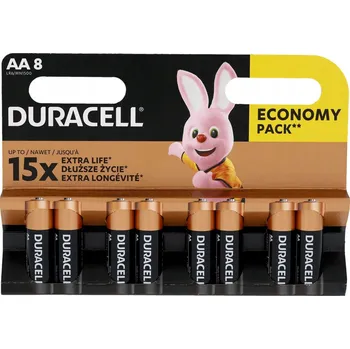 Článková baterie Alkalická baterie Duracell AA (R6) 8 ks