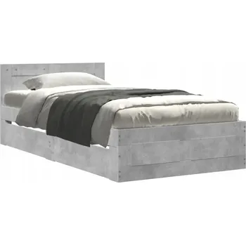 Postel Rám postele s zásuvkami 193 x 78 x 69 cm, šedá betonu, dřevěná barva