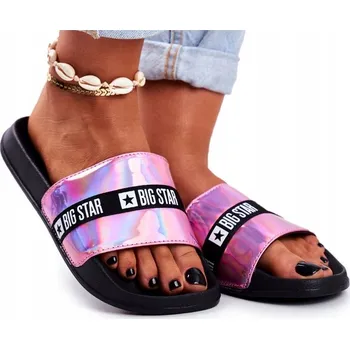 Dámské pantofle DÁMSKÉ NAZOUVÁKY BIG STAR RŮŽOVÉ HOLO GG274A008 41