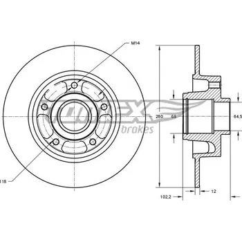 Brzdový kotouč Brzdový kotouč TOMEX Brakes TX 71-141