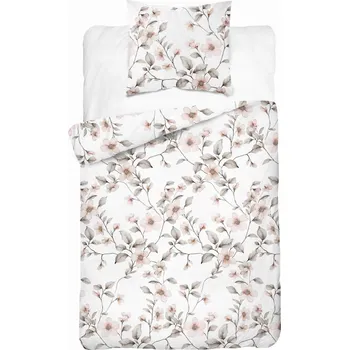 Povlečení Povlečení Satén 140x200 Květiny Béžovo-Růžové