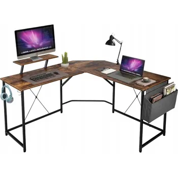 Rohový psací stůl LoftInspired 130 x 130 x 75 cm černý, rustikální dub