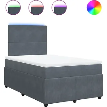 Postel Kontinentální postel tmavě šedá 190 x 120 x 140,5/150,5 cm s LED osvětlením