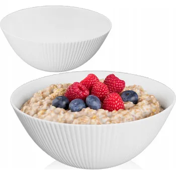 SALÁTOVÁ MÍSA ⌀22 CM ŽEBROVANÁ BÍLÁ NA DEZERT OVOCE ZELENINU MODERNÍ OPAL