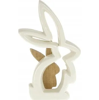 Figurka Figurka zajíce, eko keramika a dřevo, 14x5x22 cm