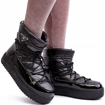 Dámská zimní obuv Dámské sněhule na silné podrážce, zateplené kožíškem, černé, velikost 37