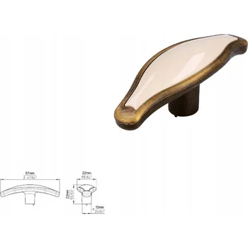 Nábytkové kování Nábytková úchytka SIRO 1889-67ZN31A78 staromosaz kartáčovaný/béžová vložka