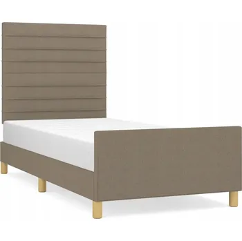 Postel Rám postele s čelem, barva taupe, 203 x 93 x 118/128 cm