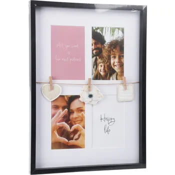 Rám na obraz Home Styling Collection Fotorámeček s dekorací, 31 x 27 x 43,5 cm, černý rám