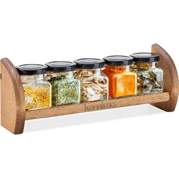 Kořenka NÁDOBY NA KOŘENÍ SAMOLEPKY DŘEVĚNÝ STOJAN