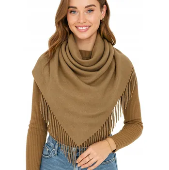 Šátek DÁMSKÝ ŠÁTEK HNĚDÝ S TŘÁSNĚMI