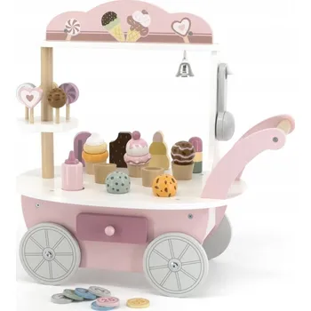 Dřevěná hračka Dřevěná zmrzlinárna VIGA obchod cukrárna na vozíku 3v1