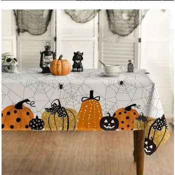 ubrus Čtvercový ubrus na stůl na Halloween s pavučinami a dýněmi 84 x 84 cm