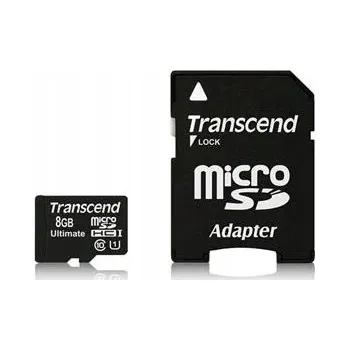 Paměťová karta Transcend microSDHC MLC 8GB Class 10 UHS-I 600x + SD adaptér