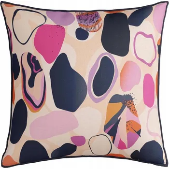 Povlak na dekorativní polštářek Dekorační povlak na polštář 43x43 cm se sametovým lemem VELVET, barevné skvrny růžová